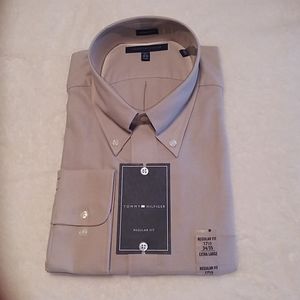 Men's Tommy Hilfiger tan dress shirt